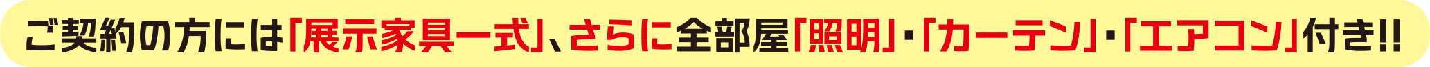 ご契約の方には「展示家具一式」、さらに全部屋「照明」・「カーテン」・「エアコン」付き!!